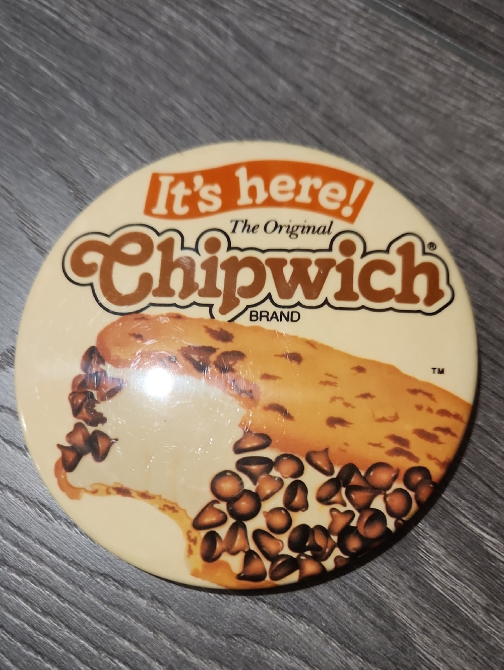 The Original Chipwich Button Pin - Cream & Brown